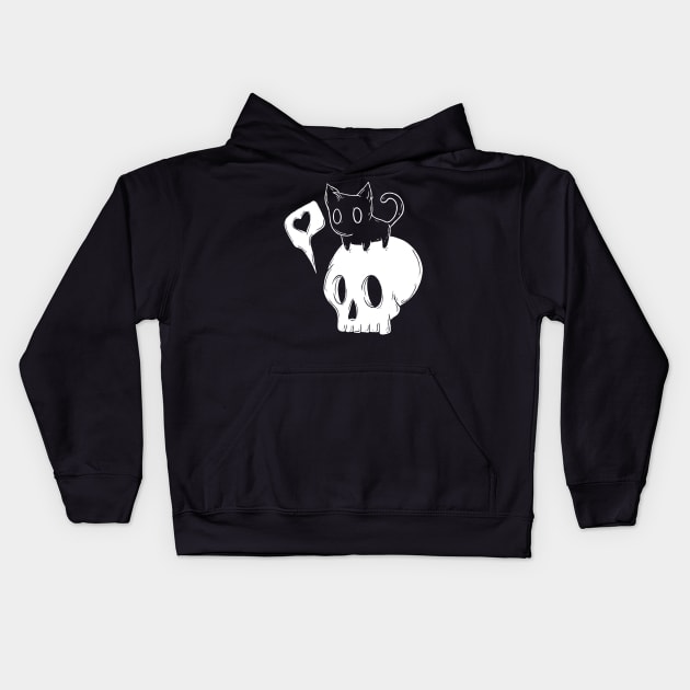 Skull and kitty Kids Hoodie by Jess Adams